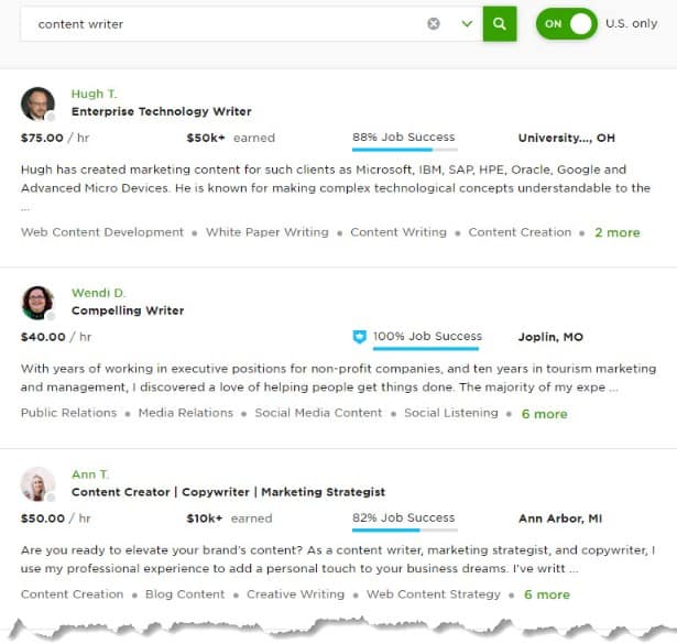 Online Freelance Writers on Upwork