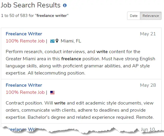 Online freelance writer jobs on Flexjobs