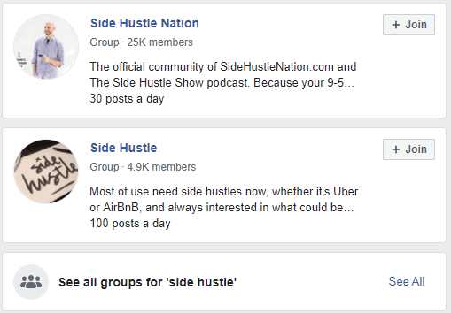 Facebook Side Hustle Groups