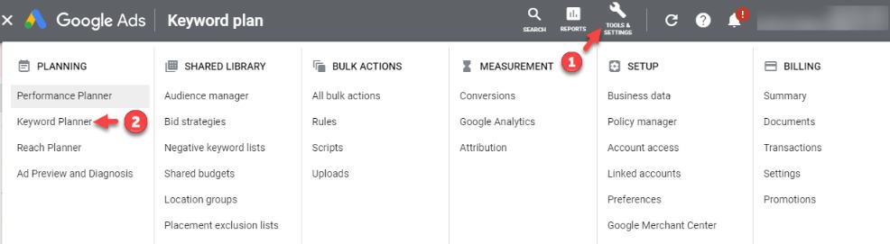 Google Adword Keyword Planner