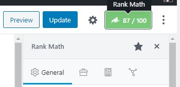WordPress RankMath score