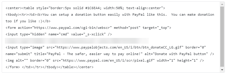 Paypal Donation button html code