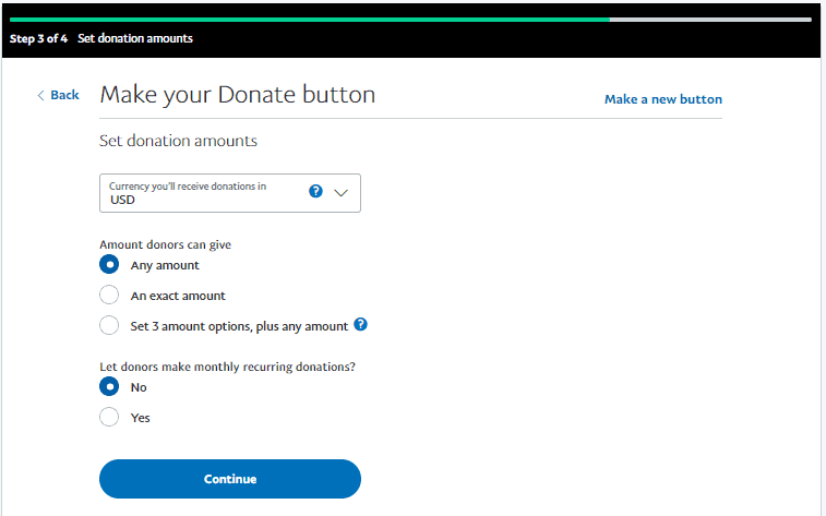 Paypal donation button setup step 3