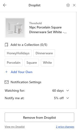 Honey add to droplist