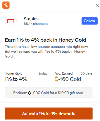 Honey Gold activation