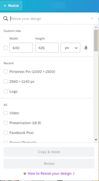 Canva Resize Tool