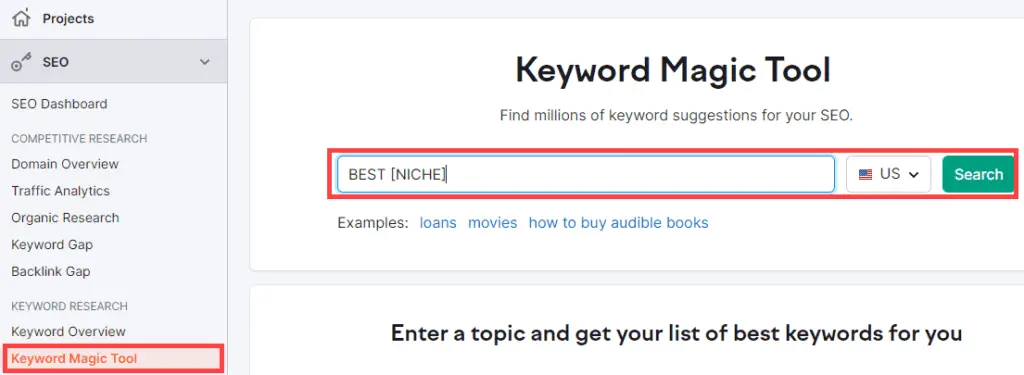 Semrush Keyword Magic Tool