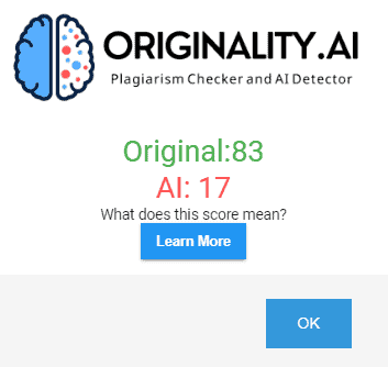 Originality AI Chrome AI score 17