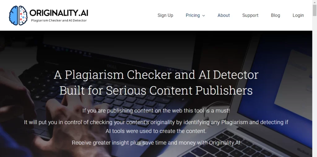Originality.ai homepage