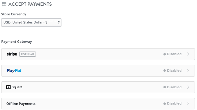 Strikingly accepted payments