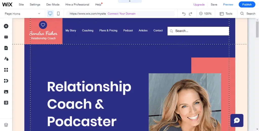 Wix website editor home